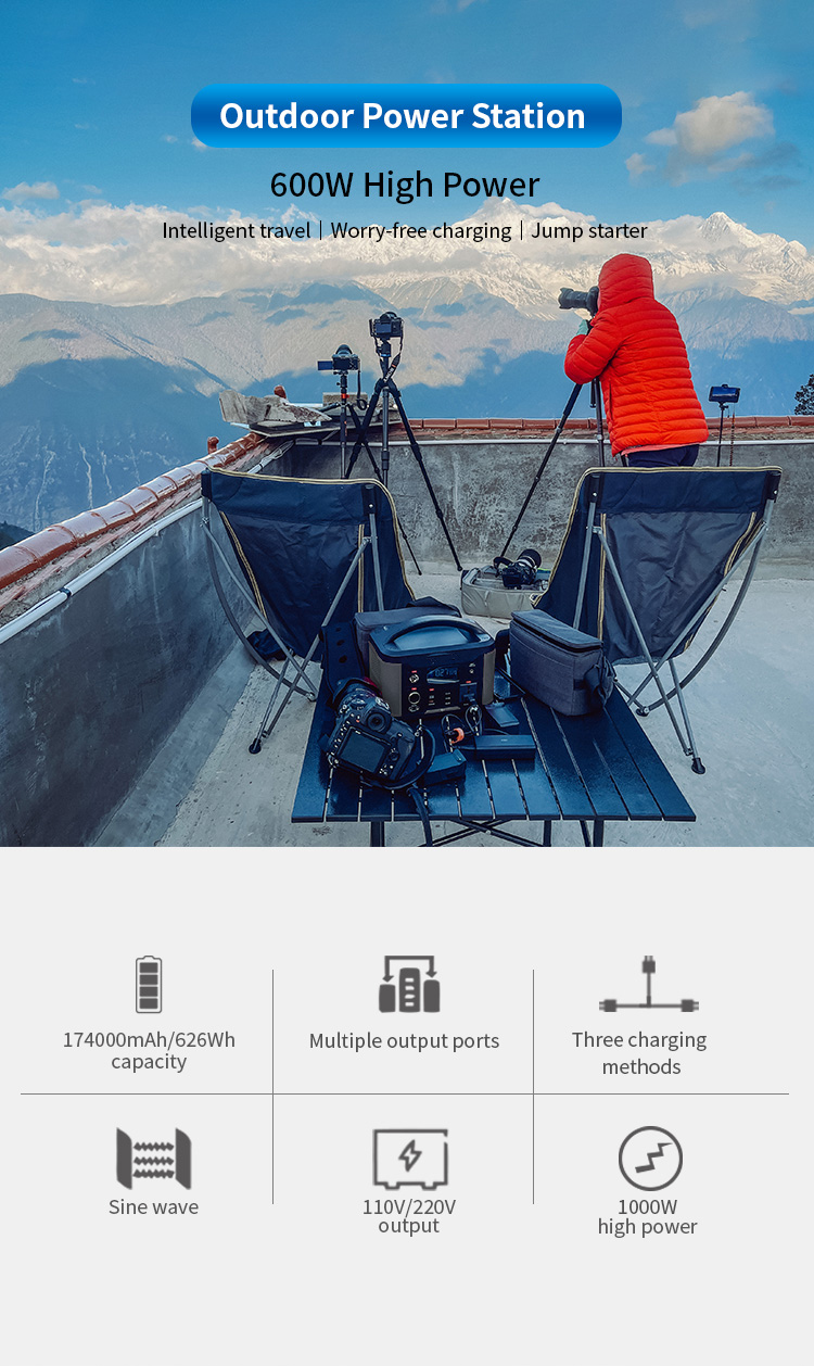 Tragbares Kraftwerk mit 600 Wh Lithiumbatterie